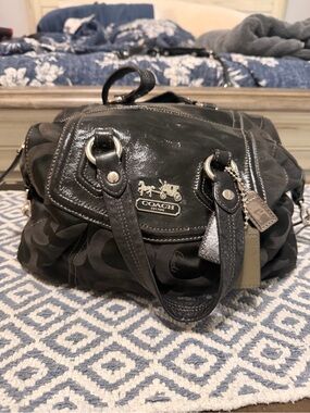 Vintage Coach Black Signature Satchel Bag